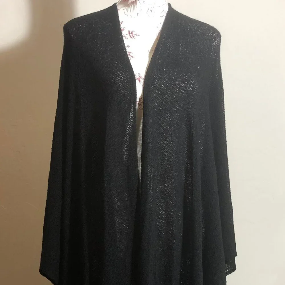 Timeless Warmth: Vintage Black Fringe Wrap by Amiee Lynn Inc. (RN#95304) – 41